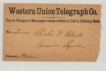 Charles D. Elliott - Western Union Telegraph Delivery Card, Perkins Collection 1861 to 1933 Envelopes and Postcards